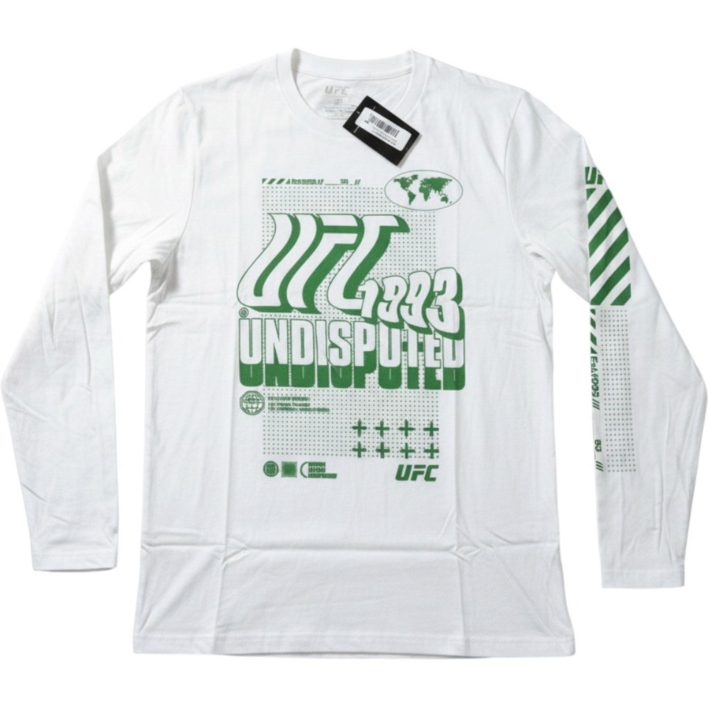 UFC Mens White Green Undisputed Graphic Long Sleeve T-Shirt UFCGMT030003 M
